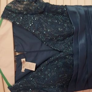 Teal mother of the bride dress
